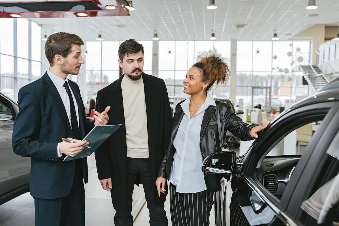 Couple buying a car